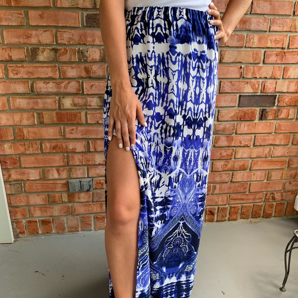 Patterned floor length skirt